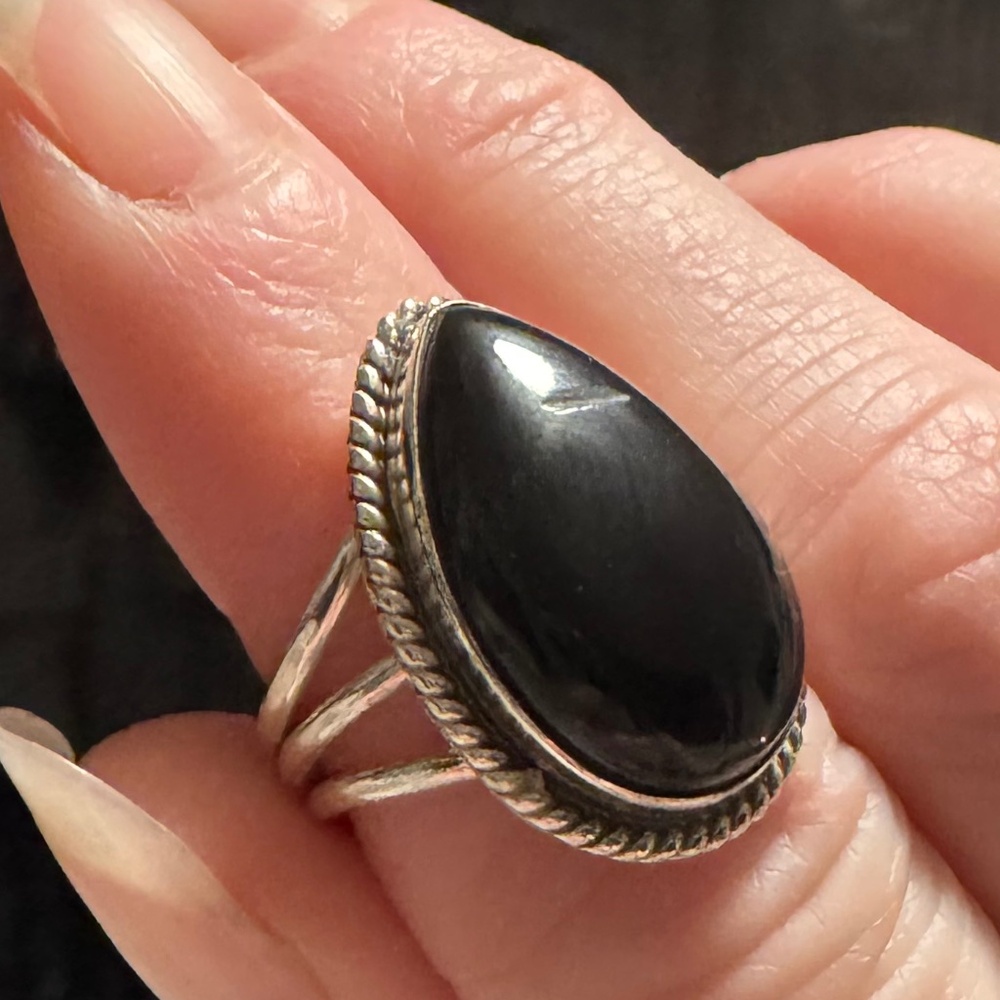 Black Onyx Sterling Silver Ring size 5